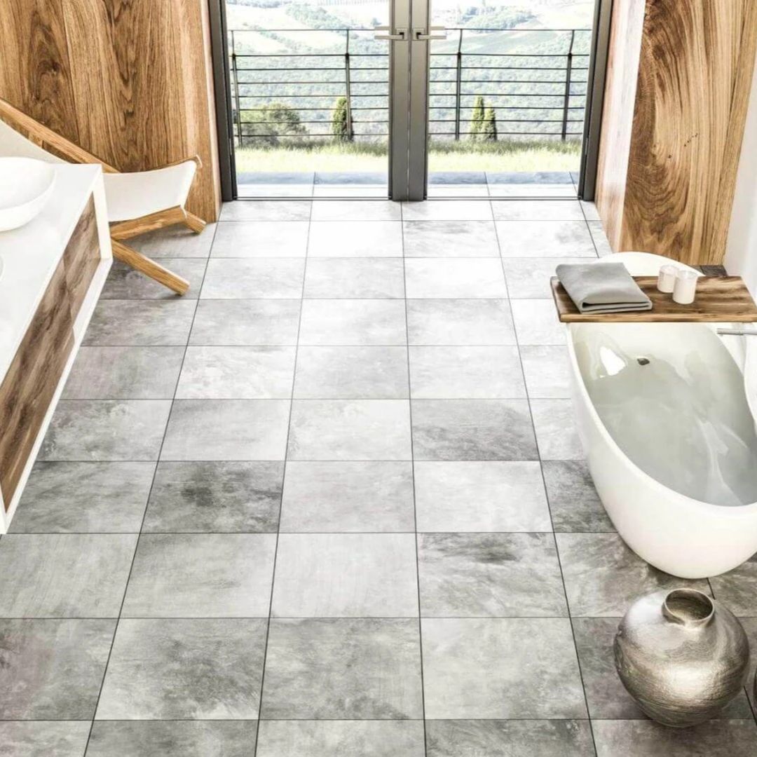 gạch lát nhà vệ sinh đẹp màu xám khói